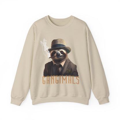 Sloth Gangster Sweatshirt / Cool Cat in 1930s Suit Design, Unisex, Gangimals Apparel, Vintage Feline Shirt, Animal Lover Gift