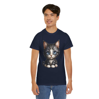 Cat Lover T-Shirt, Cute Kitten Graphic Tee, Animal Print Top, Blue Eyed Cat Shirt, Pet Owner Gift