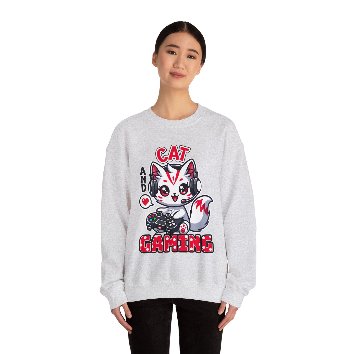 Cat and Gaming Unisex Heavy Blend™ Crewneck Sweatshirt