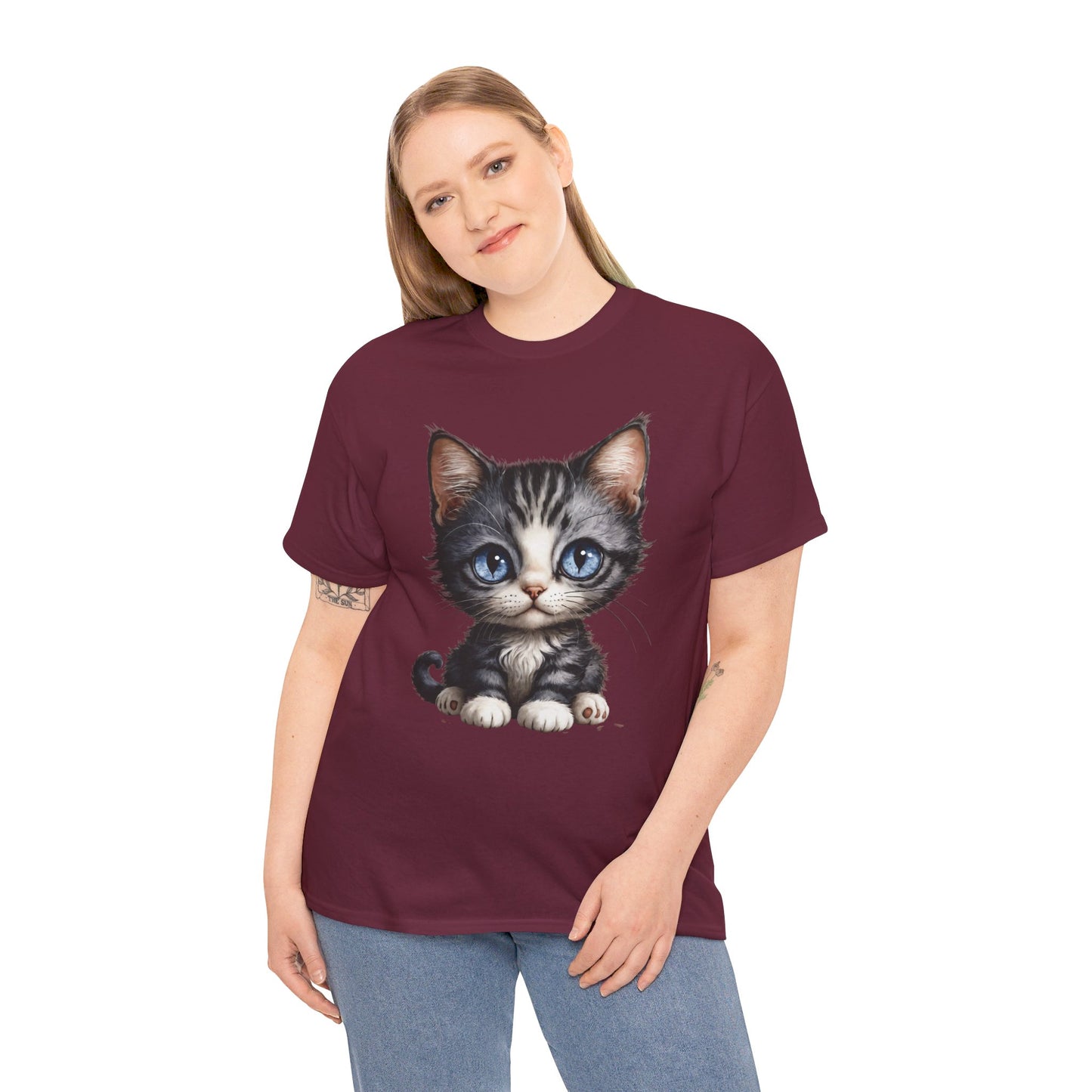 Cat Lover T-Shirt, Cute Kitten Graphic Tee, Animal Print Top, Blue Eyed Cat Shirt, Pet Owner Gift