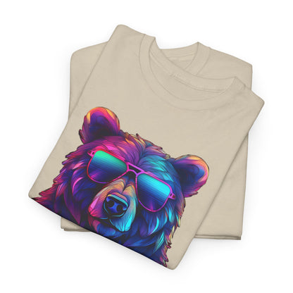 Cooler Bär mit Sonnenbrille T-Shirt / Neon Bären Grafik Design für Tierliebhaber und Streetwear Fans T-Shirt / Geschenk