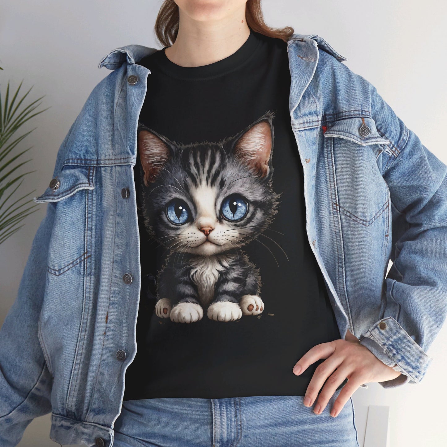 Cat Lover T-Shirt, Cute Kitten Graphic Tee, Animal Print Top, Blue Eyed Cat Shirt, Pet Owner Gift