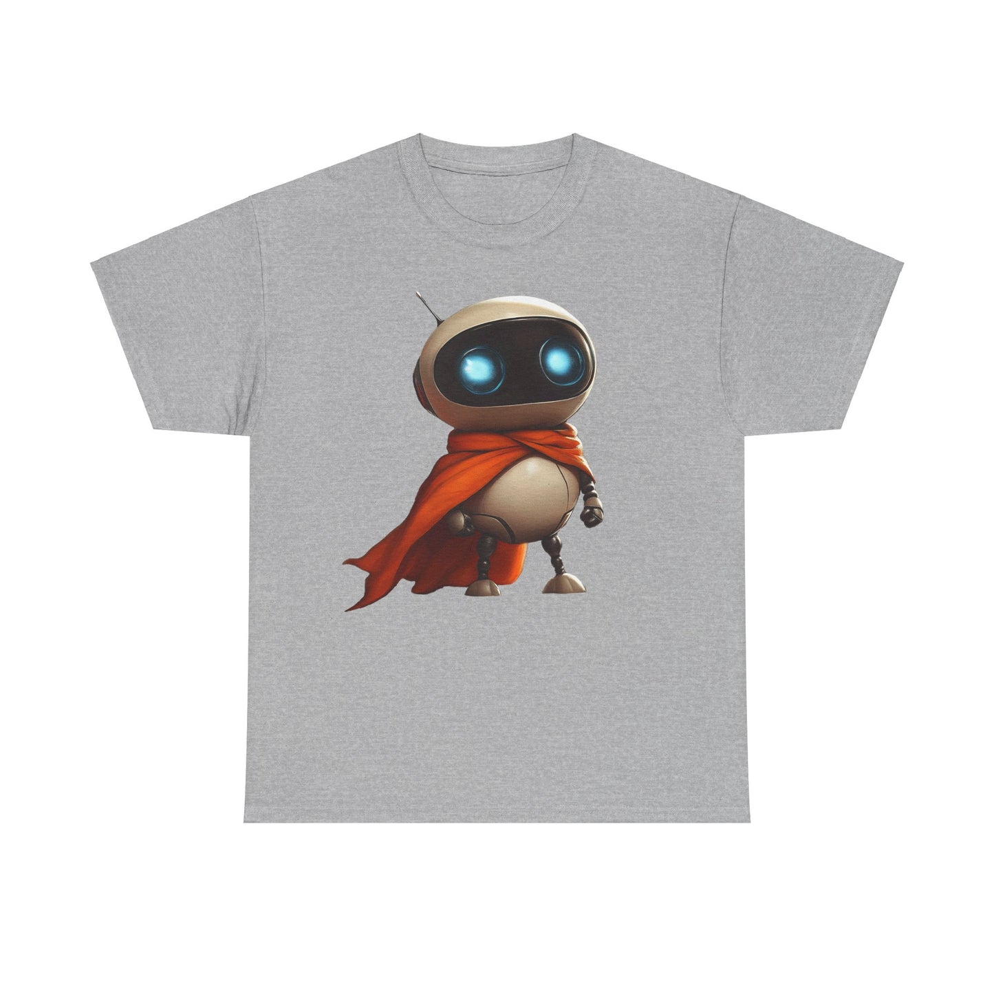 Süßer Roboter T-Shirt mit Umhang / Sci-Fi Cartoon Roboter Grafik Tee / Lustiges Unisex Shirt für Tech-Liebhaber