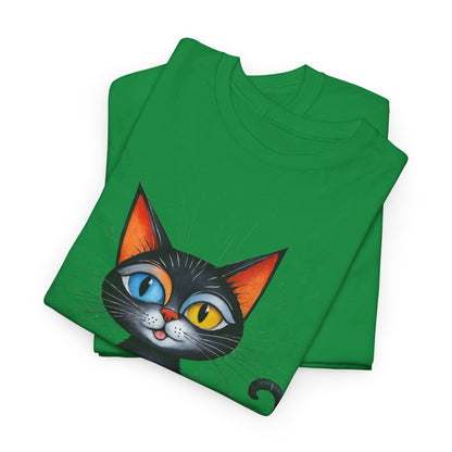 Cat Lover T-Shirt, Feline Graphic Tee, Multicolor Kitten Print Top, Animal Theme Shirt, Cat Enthusiast Clothing