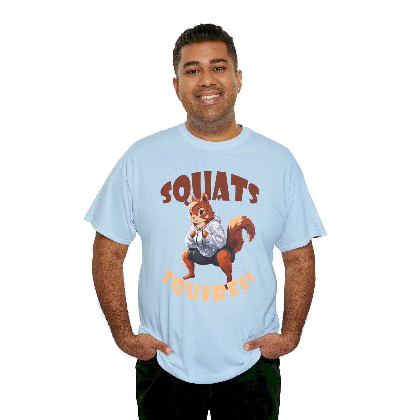 Squats Squirell T-Shirt - Lustiges Cartoon T-Shirt für Fitness-Enthusiasten und Katzenliebhaber