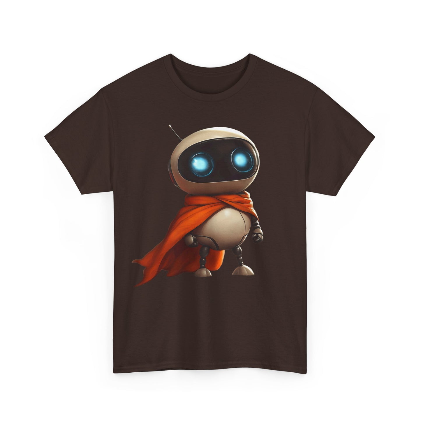 Süßer Roboter T-Shirt mit Umhang / Sci-Fi Cartoon Roboter Grafik Tee / Lustiges Unisex Shirt für Tech-Liebhaber