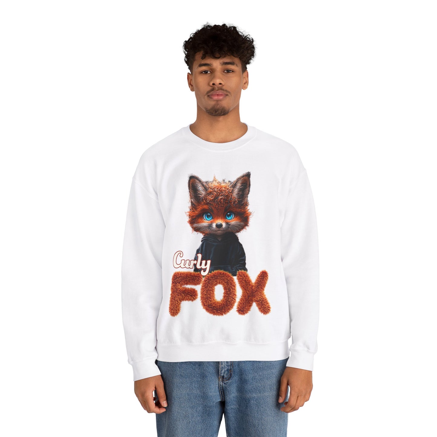 Sweatshirt Curly Fox Niedliches Fuchsmotiv mit lockigem Fell auf Kinder Sweatshirts /Trendiges Design für Tierliebhaber süss/Geschenk