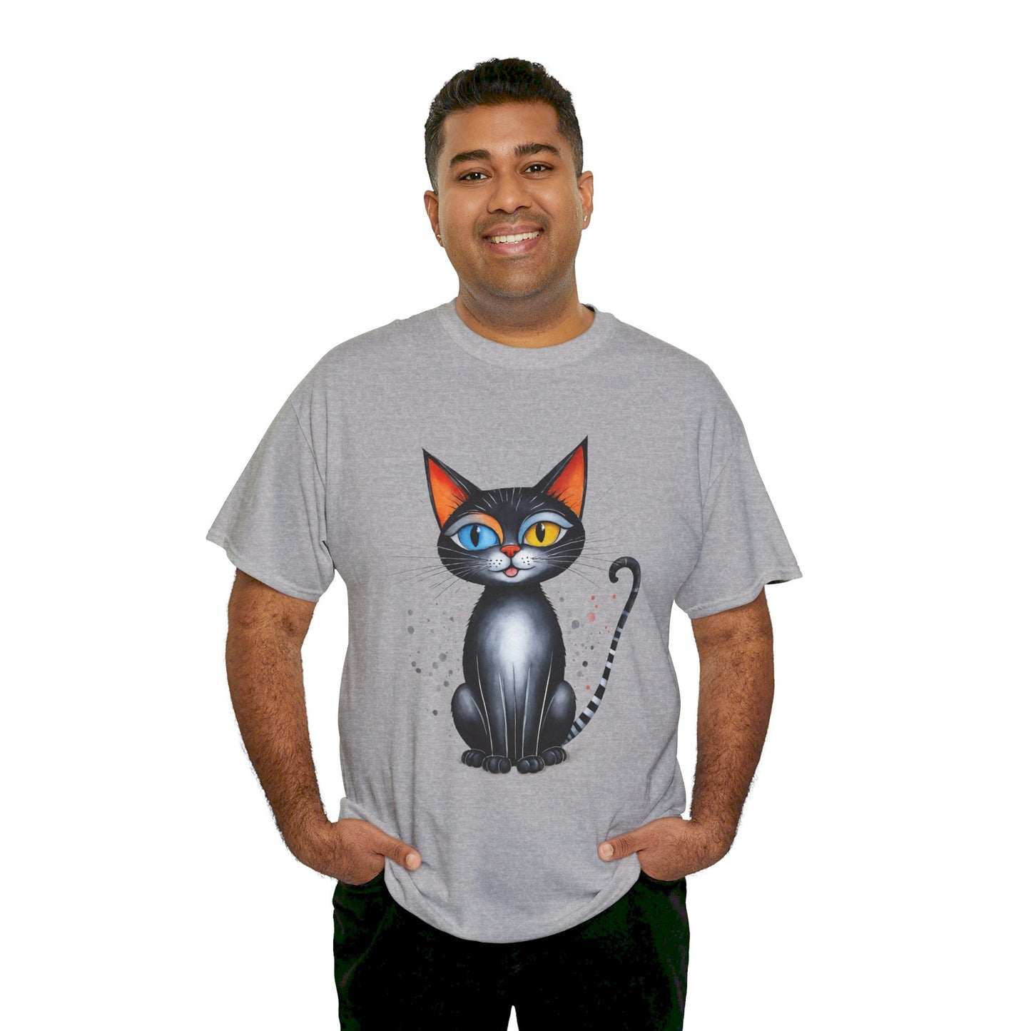 Cat Lover T-Shirt, Feline Graphic Tee, Multicolor Kitten Print Top, Animal Theme Shirt, Cat Enthusiast Clothing