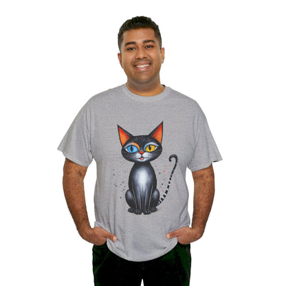 Cat Lover T-Shirt, Feline Graphic Tee, Multicolor Kitten Print Top, Animal Theme Shirt, Cat Enthusiast Clothing