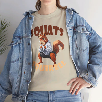 Squats Squirell T-Shirt - Lustiges Cartoon T-Shirt für Fitness-Enthusiasten und Katzenliebhaber