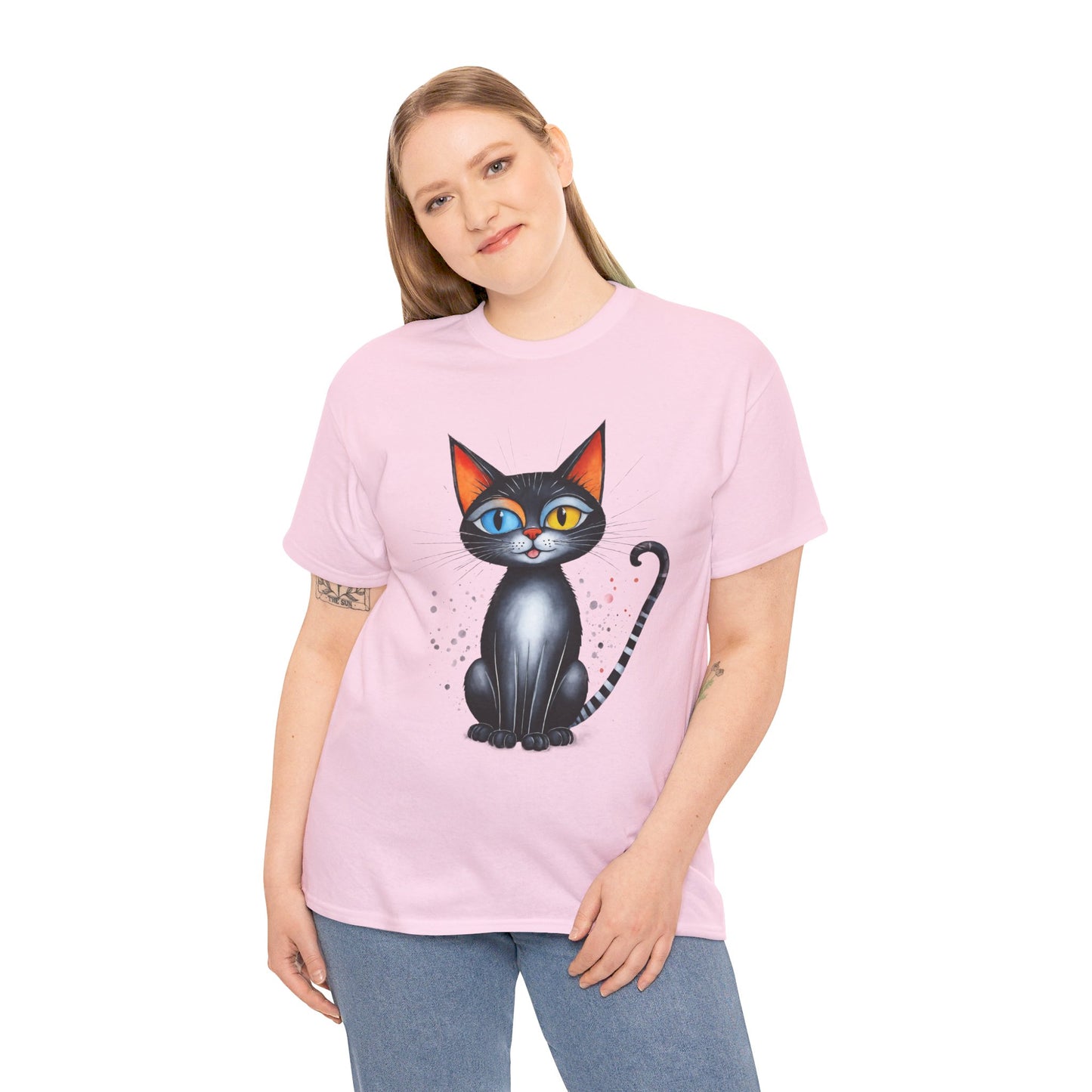 Cat Lover T-Shirt, Feline Graphic Tee, Multicolor Kitten Print Top, Animal Theme Shirt, Cat Enthusiast Clothing