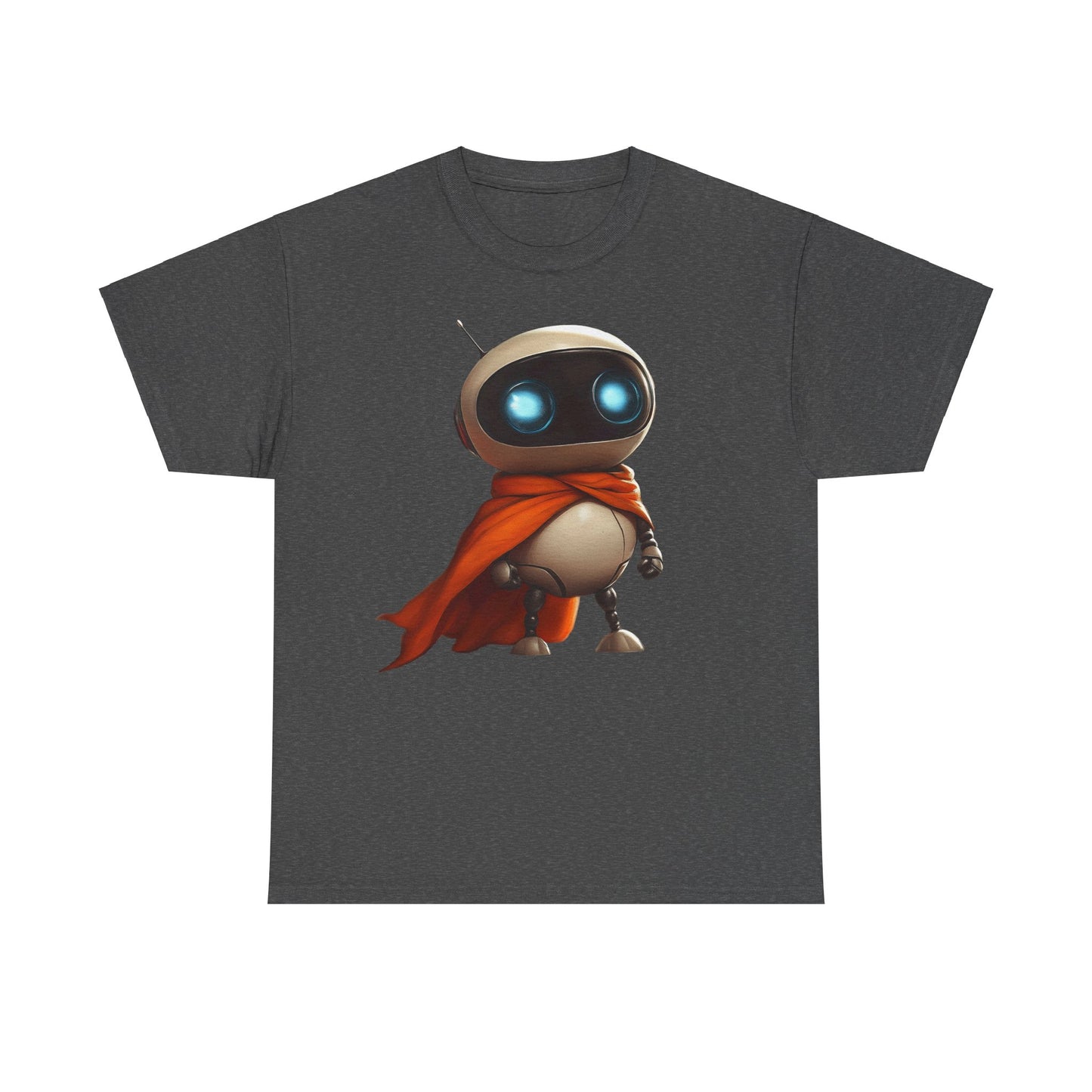 Süßer Roboter T-Shirt mit Umhang / Sci-Fi Cartoon Roboter Grafik Tee / Lustiges Unisex Shirt für Tech-Liebhaber