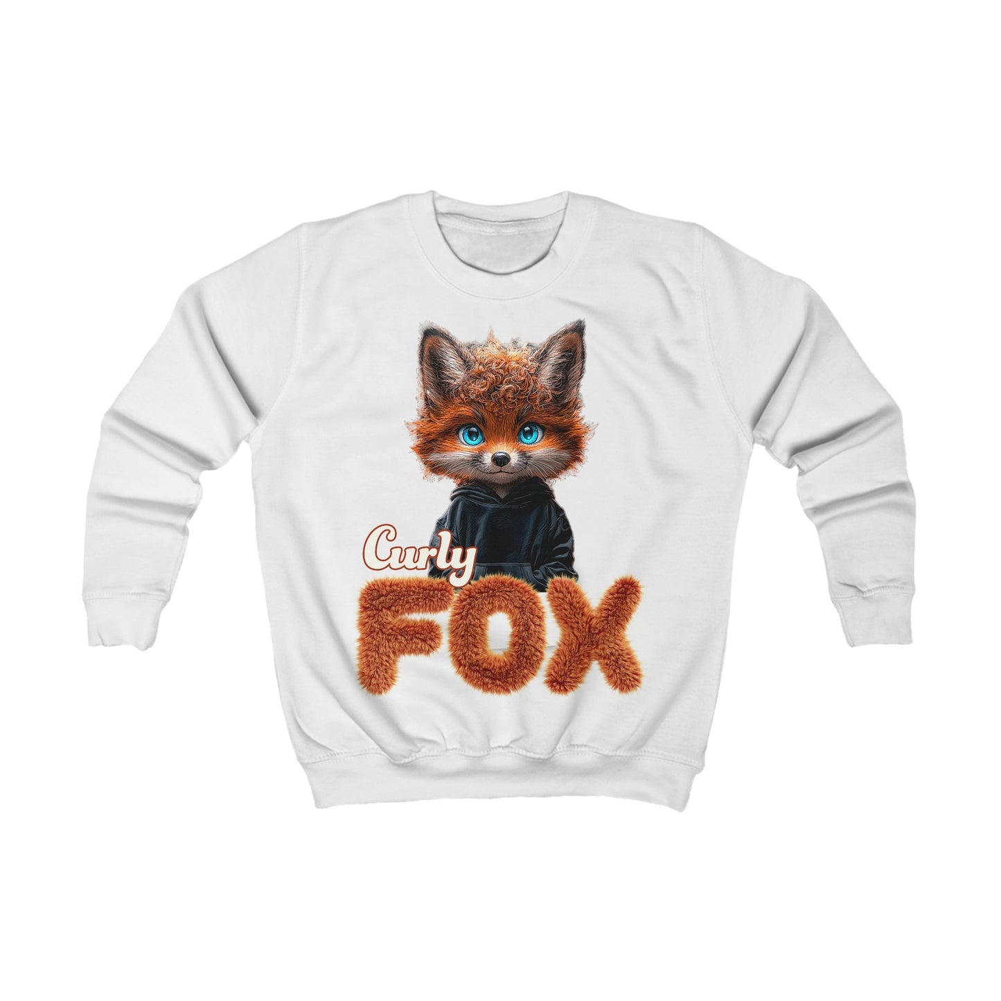 Curly Fox Niedliches Fuchsmotiv mit lockigem Fell auf Kinder Sweatshirts / Trendiges Design für Tierliebhaber / Fox you up / süss/Geschenk