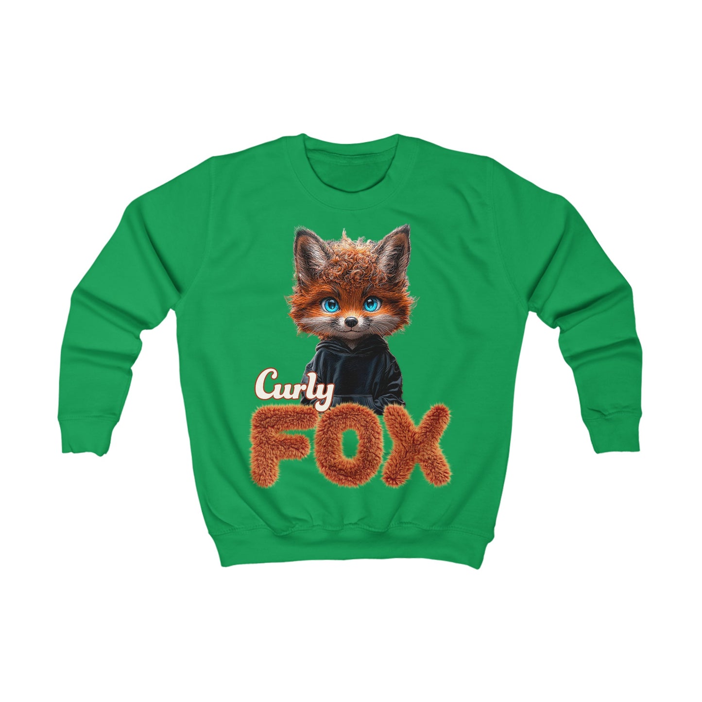 Curly Fox Niedliches Fuchsmotiv mit lockigem Fell auf Kinder Sweatshirts / Trendiges Design für Tierliebhaber / Fox you up / süss/Geschenk