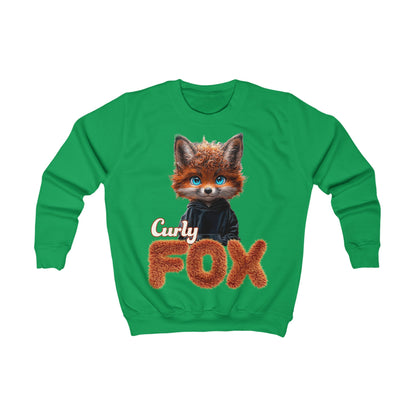 Curly Fox Niedliches Fuchsmotiv mit lockigem Fell auf Kinder Sweatshirts / Trendiges Design für Tierliebhaber / Fox you up / süss/Geschenk