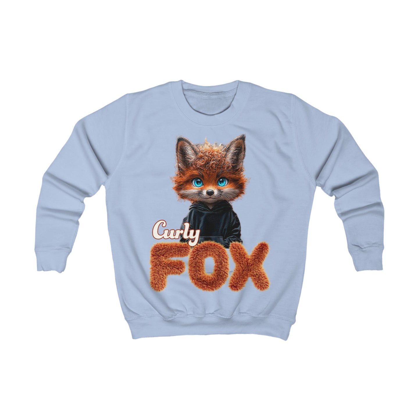 Curly Fox Niedliches Fuchsmotiv mit lockigem Fell auf Kinder Sweatshirts / Trendiges Design für Tierliebhaber / Fox you up / süss/Geschenk