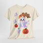 Halloween Cute Smiling Ghost Unisex Heavy Cotton Tee, Halloween Shirt, Spooky Ghost Tee, Halloween Costume, Halloween Party, Halloween Gift