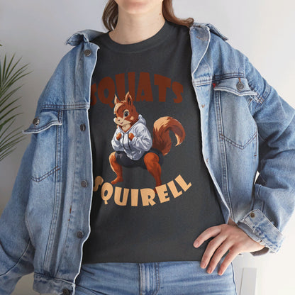 Squats Squirell T-Shirt - Lustiges Cartoon T-Shirt für Fitness-Enthusiasten und Katzenliebhaber