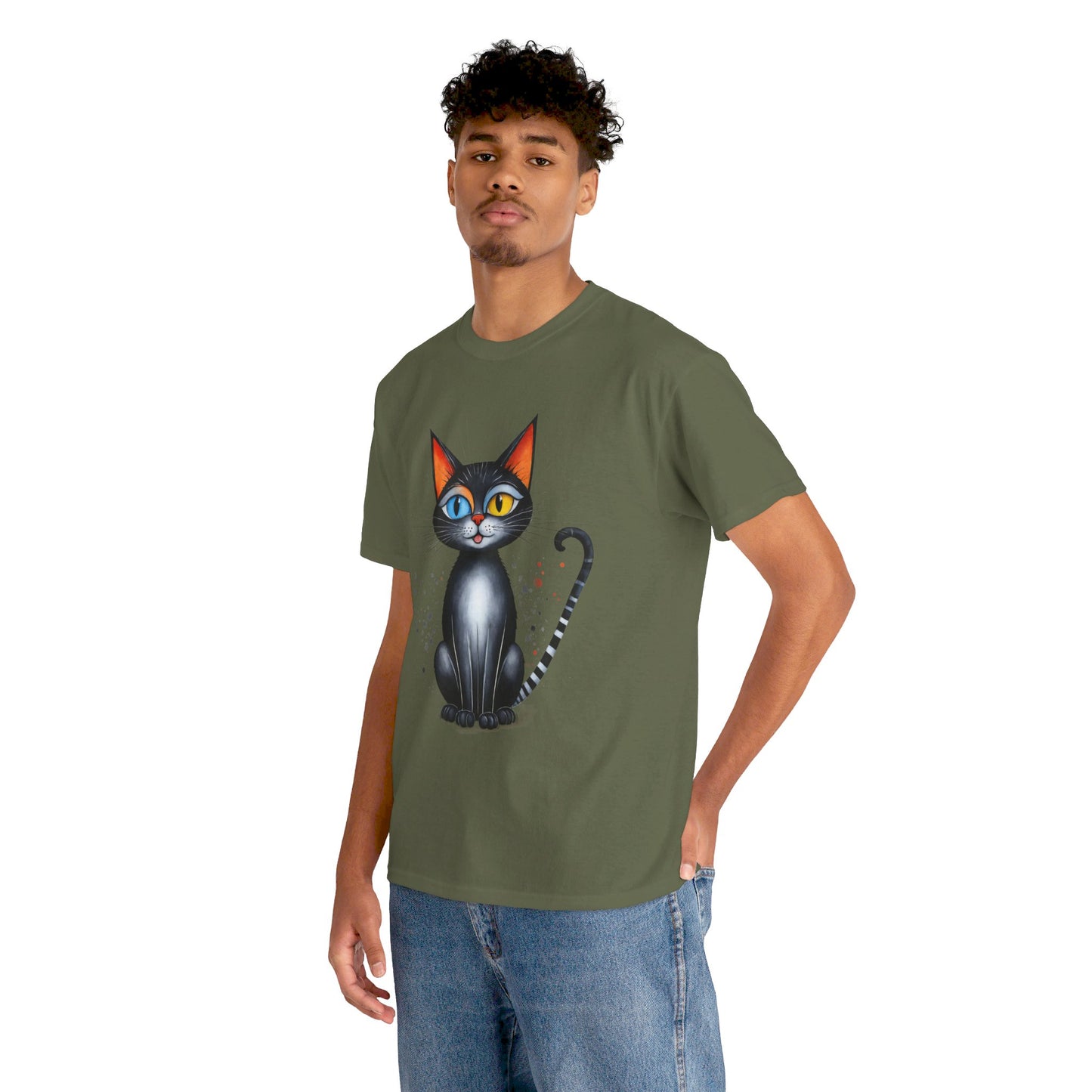 Cat Lover T-Shirt, Feline Graphic Tee, Multicolor Kitten Print Top, Animal Theme Shirt, Cat Enthusiast Clothing