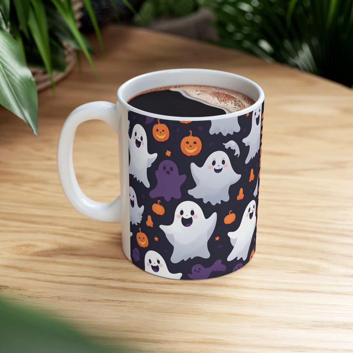 Ceramic Mug, Halloween Cute Ghost & Pumpkins, Spooky Coffee Cup, Halloween Mug, Ghost Pumpkin Mug, Fall Drinkware, Halloween Decor,