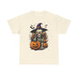 Halloween Pumpkin Skeleton Witch Tee, Spooky Unisex T-Shirt, Fall Season Shirt, Jack-O-Lantern Costume Top, Autumn Witch Theme Apparel