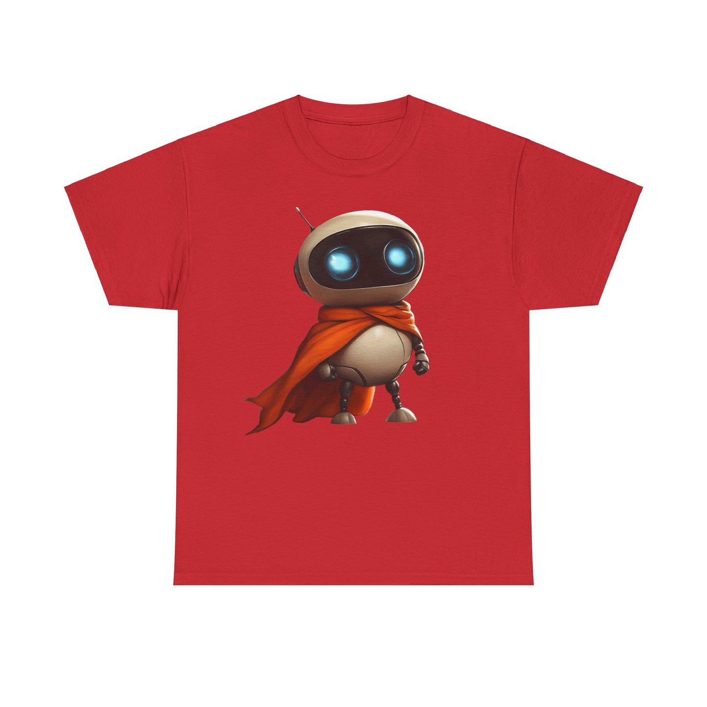 Süßer Roboter T-Shirt mit Umhang / Sci-Fi Cartoon Roboter Grafik Tee / Lustiges Unisex Shirt für Tech-Liebhaber