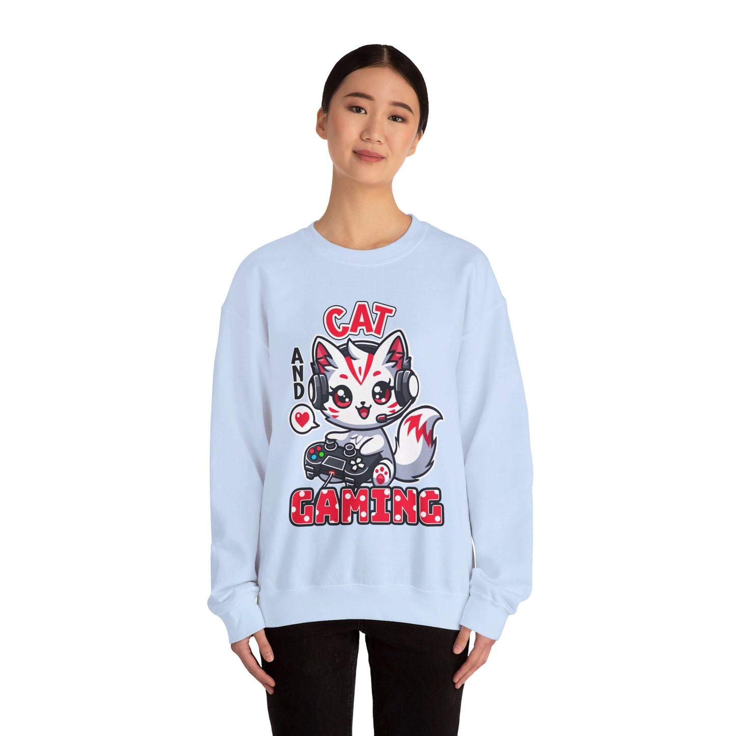 Cat and Gaming Unisex Heavy Blend™ Crewneck Sweatshirt / Anime / Katze / Geschenk / Zocken