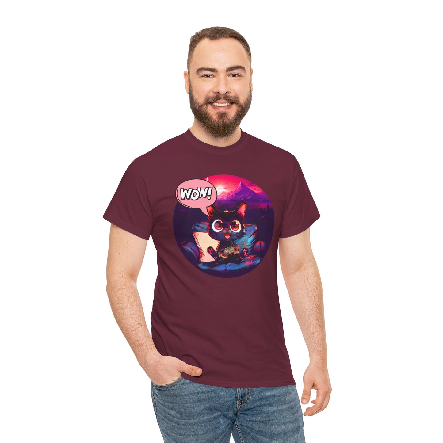 Wow! Gamer Cat" T-Shirt / Geschenk / Katzenliebhaber /Zocken / gaming / Comic / Katze