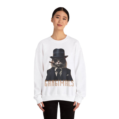 Cat Gangster Sweatshirt | Cool Cat in 1930s Suit Design, Unisex Crewneck Jumper, Gangimals Apparel, Vintage Feline Shirt, Animal Lover Gift