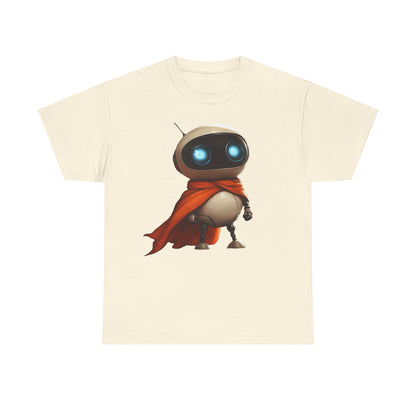 Süßer Roboter T-Shirt mit Umhang / Sci-Fi Cartoon Roboter Grafik Tee / Lustiges Unisex Shirt für Tech-Liebhaber