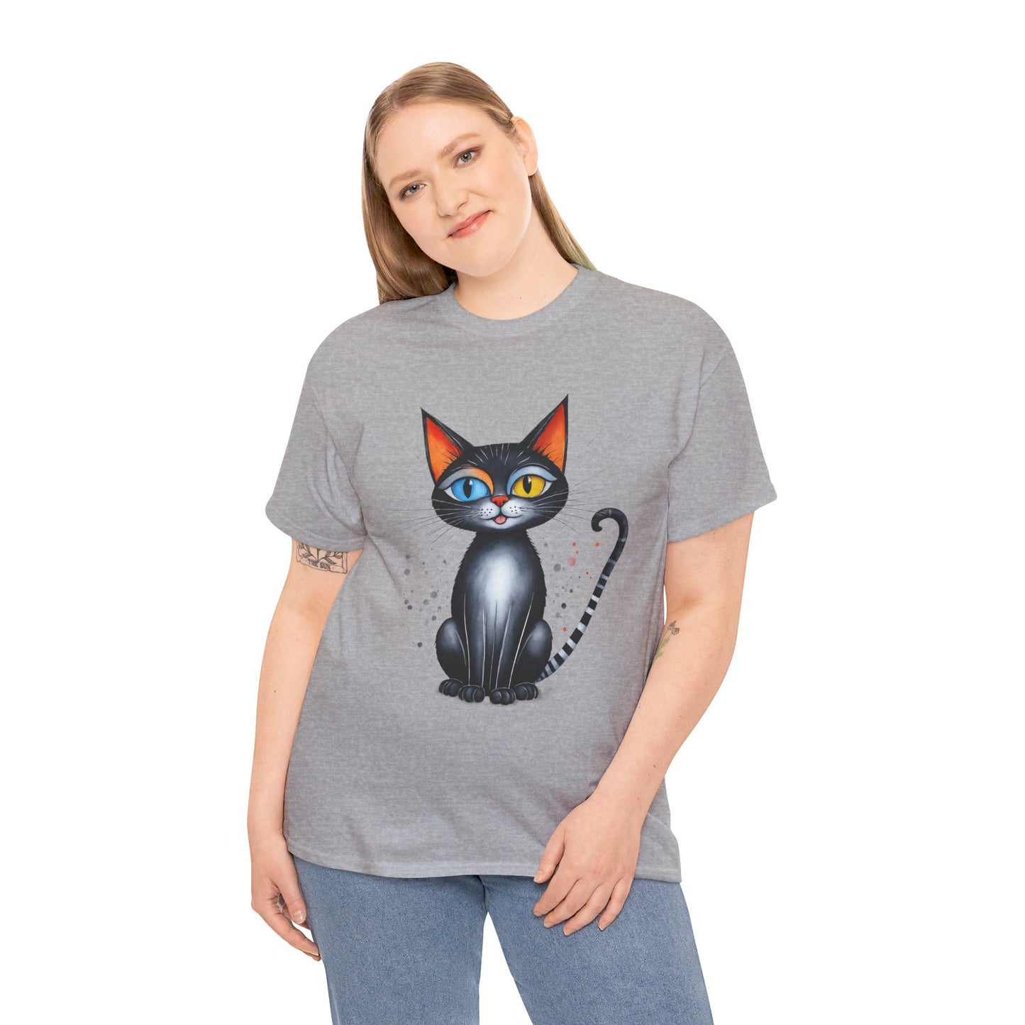 Cat Lover T-Shirt, Feline Graphic Tee, Multicolor Kitten Print Top, Animal Theme Shirt, Cat Enthusiast Clothing