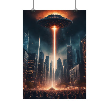 Alien Invasion Poster Sci-Fi Wanddekor mit Aliens & UFOs, Vintage Alien Art Print, Futuristisches Geschenk für Sci-Fi Liebhabe