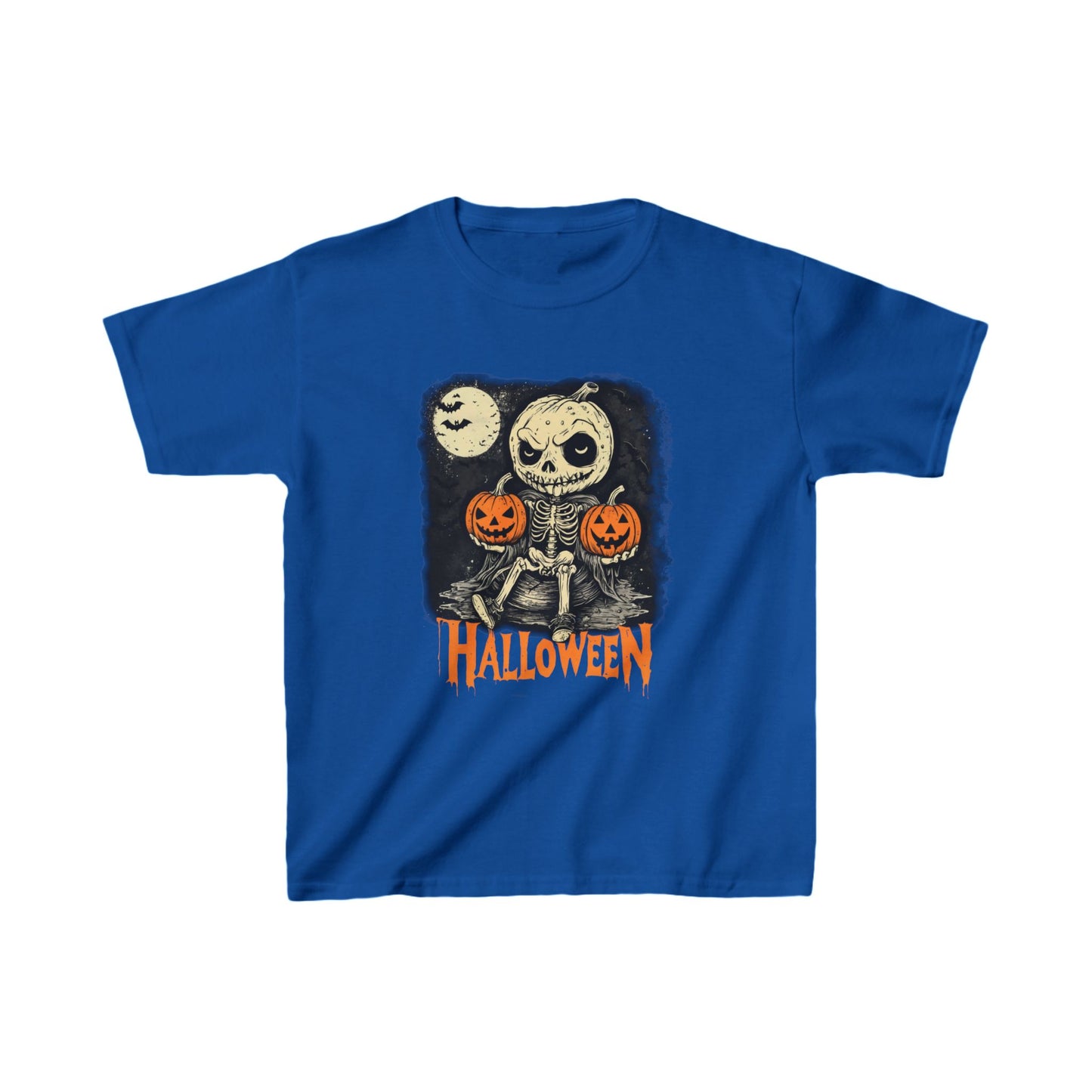 Halloween Pumpkin little Skull with Pumpkins and Ghosts, Halloween Tee for Children, Spooky Shirt for Kids, Trick or Treat Costume Top,