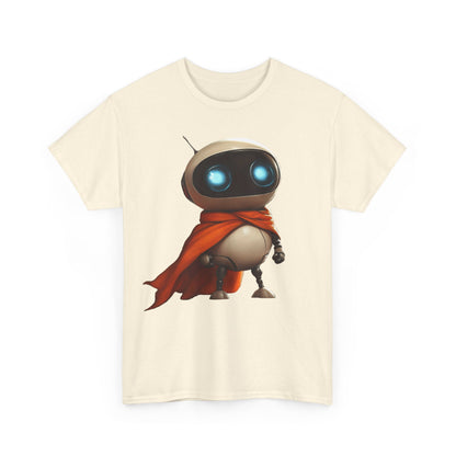 Süßer Roboter T-Shirt mit Umhang / Sci-Fi Cartoon Roboter Grafik Tee / Lustiges Unisex Shirt für Tech-Liebhaber