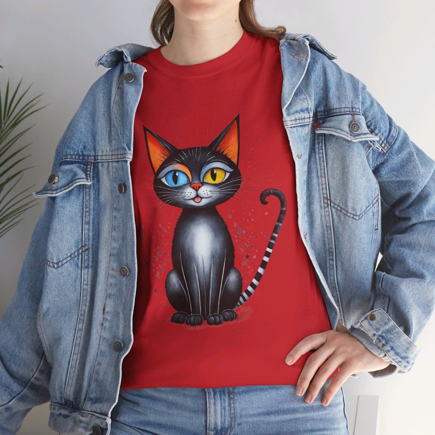 Cat Lover T-Shirt, Feline Graphic Tee, Multicolor Kitten Print Top, Animal Theme Shirt, Cat Enthusiast Clothing