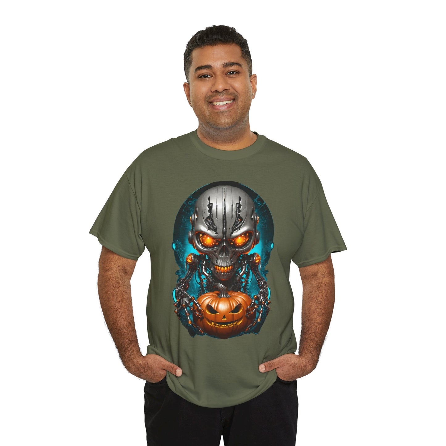 Halloween Pumking Cyborg T-Shirt, Halloween Tee, Unisex Shirt, Pumpkin Design Shirt, Halloween Costume