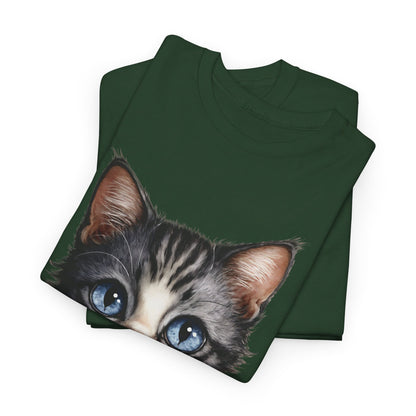 Cat Lover T-Shirt, Cute Kitten Graphic Tee, Animal Print Top, Blue Eyed Cat Shirt, Pet Owner Gift