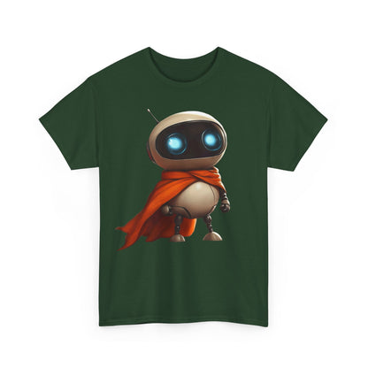 Süßer Roboter T-Shirt mit Umhang / Sci-Fi Cartoon Roboter Grafik Tee / Lustiges Unisex Shirt für Tech-Liebhaber