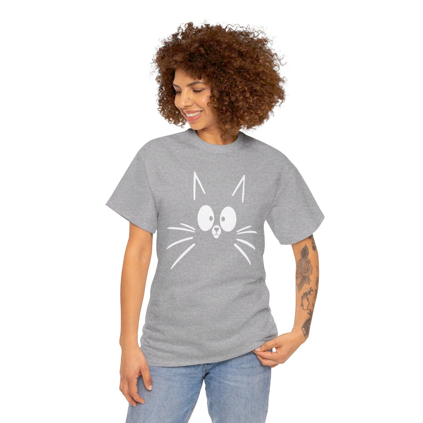 Minimalist Cat Face T-Shirt / Geschenk / Katzenliebhaber /Zocken / gaming / Comic / Katze