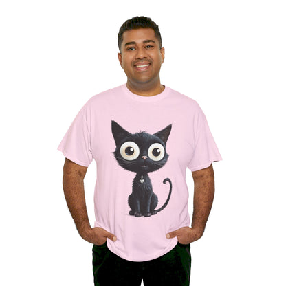 Cat Lover T-Shirt, Cute Kitty Tee, Adorable Feline Shirt, Big Eyed Cat Top, Animal Graphic Tee for Pet Owners