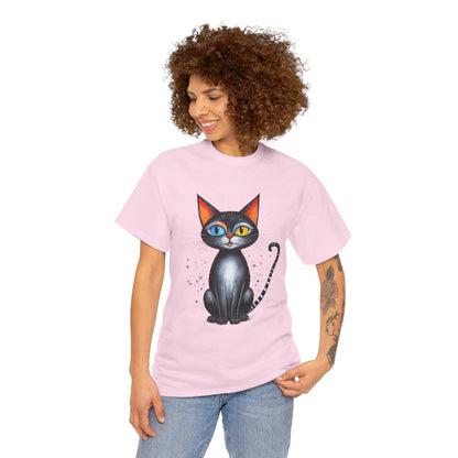 Cat Lover T-Shirt, Feline Graphic Tee, Multicolor Kitten Print Top, Animal Theme Shirt, Cat Enthusiast Clothing