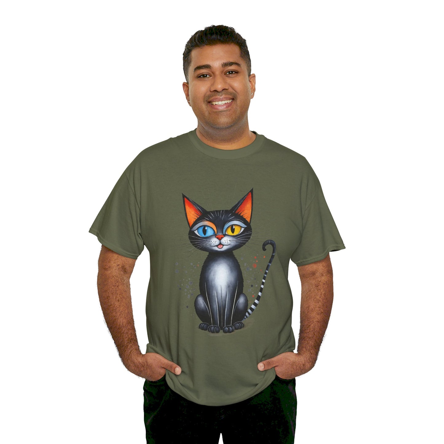 Cat Lover T-Shirt, Feline Graphic Tee, Multicolor Kitten Print Top, Animal Theme Shirt, Cat Enthusiast Clothing