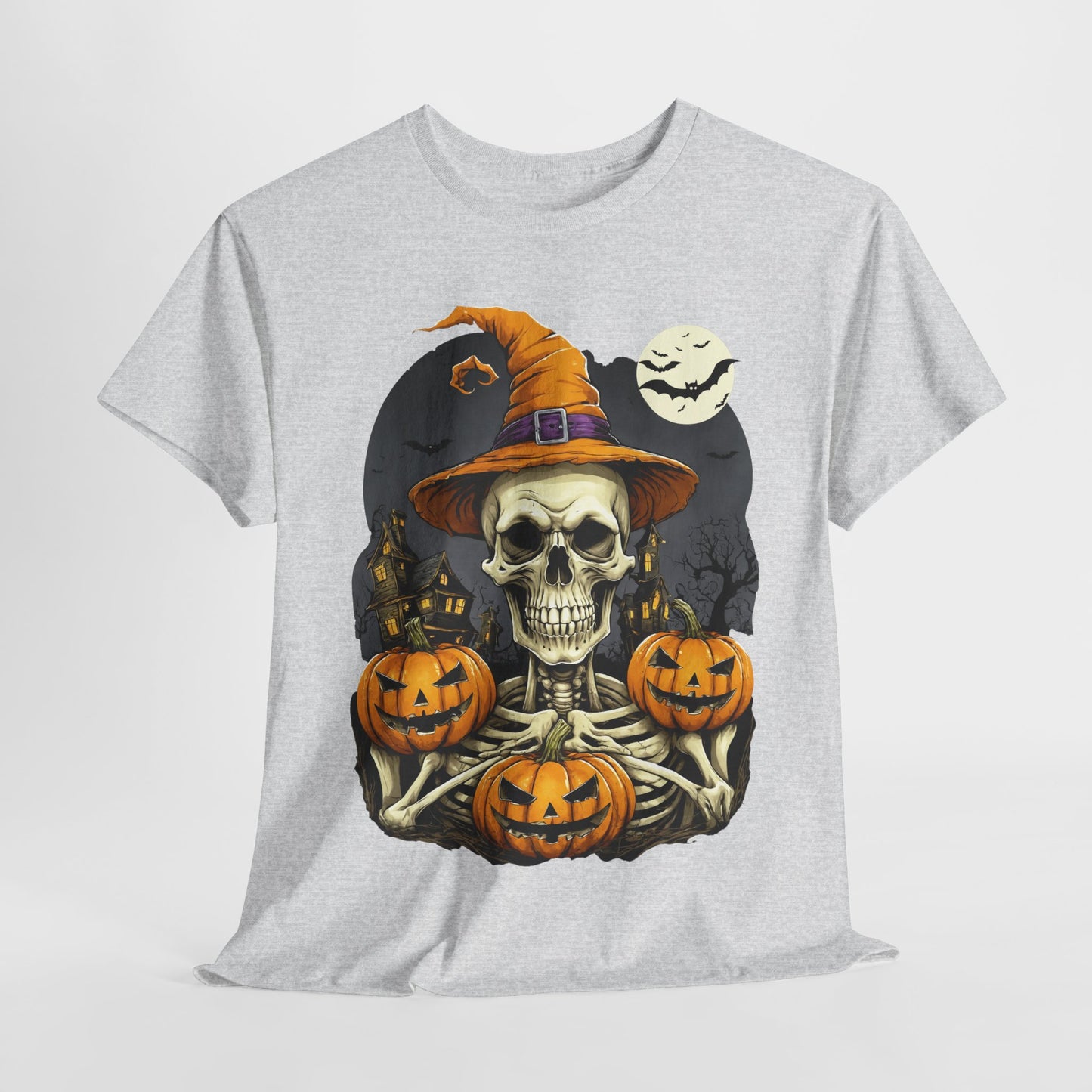 Copy of Halloween Skeleton Pumkin Scarry Tee Unisex Cotton Shirt, Halloween Party, Trick or Treat, Funny Halloween Gift, Spooky Witch