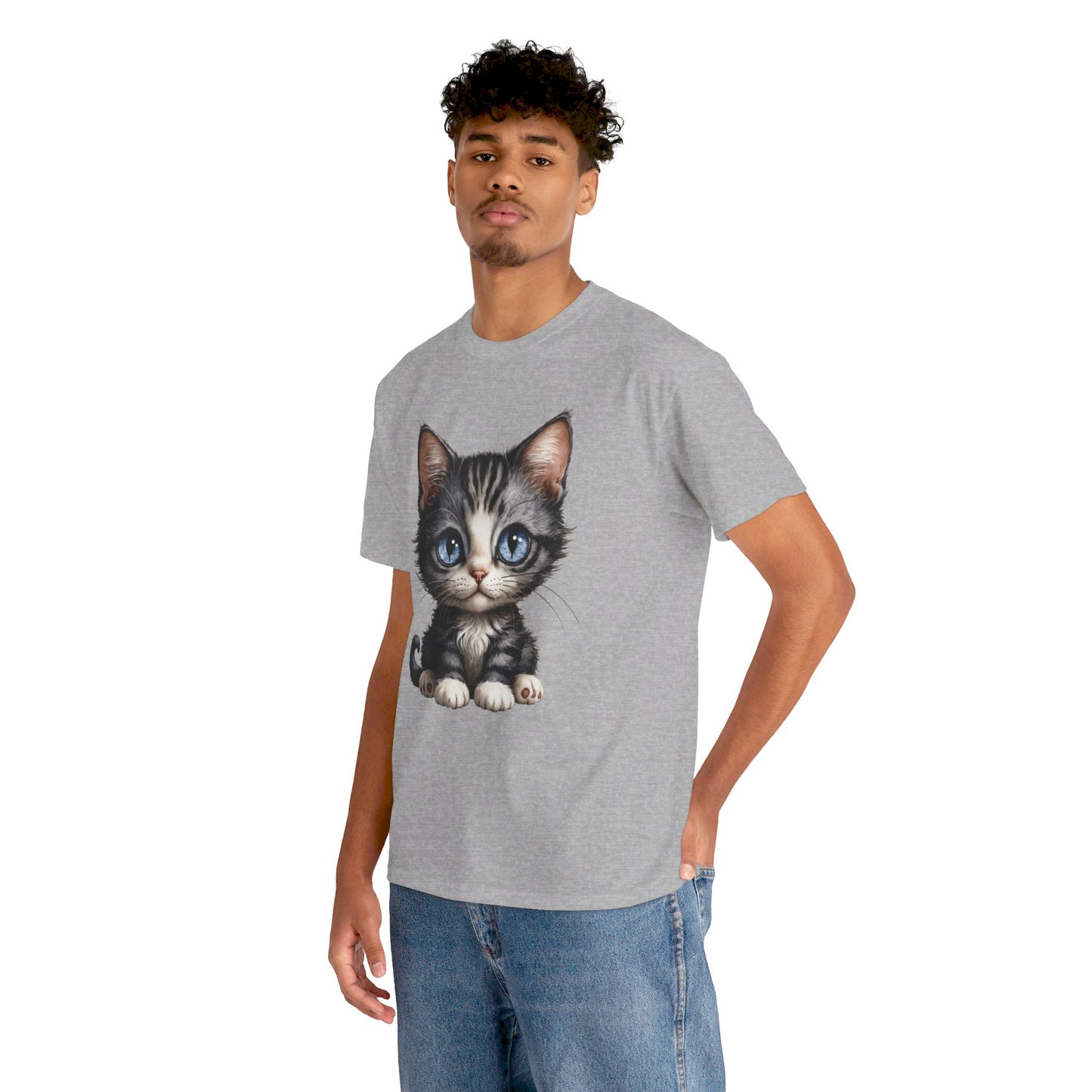 Cat Lover T-Shirt, Cute Kitten Graphic Tee, Animal Print Top, Blue Eyed Cat Shirt, Pet Owner Gift