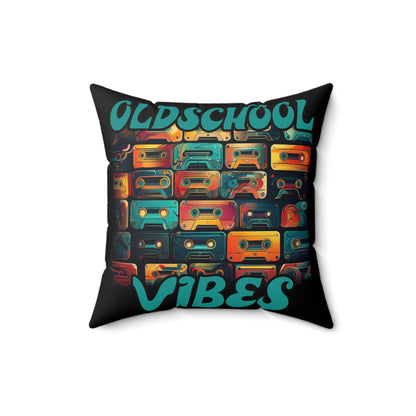 Oldschool Vibes 80er Retro Kassette Kissen, Geschenk für Musikliebhaber, Vintage Musik, Retro Kassette T-Shirt, Spun Polyester Square Pillow