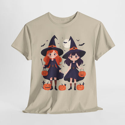 Halloween Witch Tee, Cute Smiling Girls Costume, Unisex Cotton Shirt, Halloween Party, Trick or Treat, Funny Halloween Gift, Spooky Witch