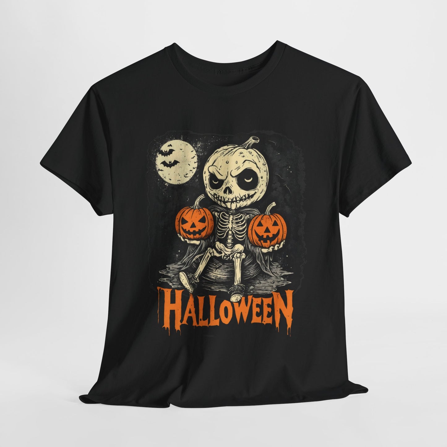 Halloween Pumpkin little Skull Tee, Spooky T-Shirt, Halloween Costume Shirt, Fall Witch Graphic Top, Halloween Party Outfit