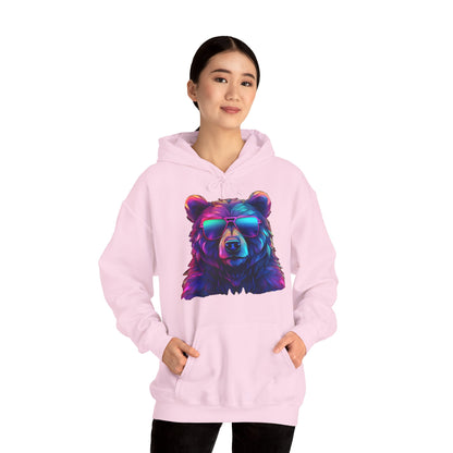 Cooler Bär mit Sonnenbrille Hoodie / Neon Bären Grafik / Wild Design für Tierliebhaber und Streetwear Fans / Lustiges Geschenk