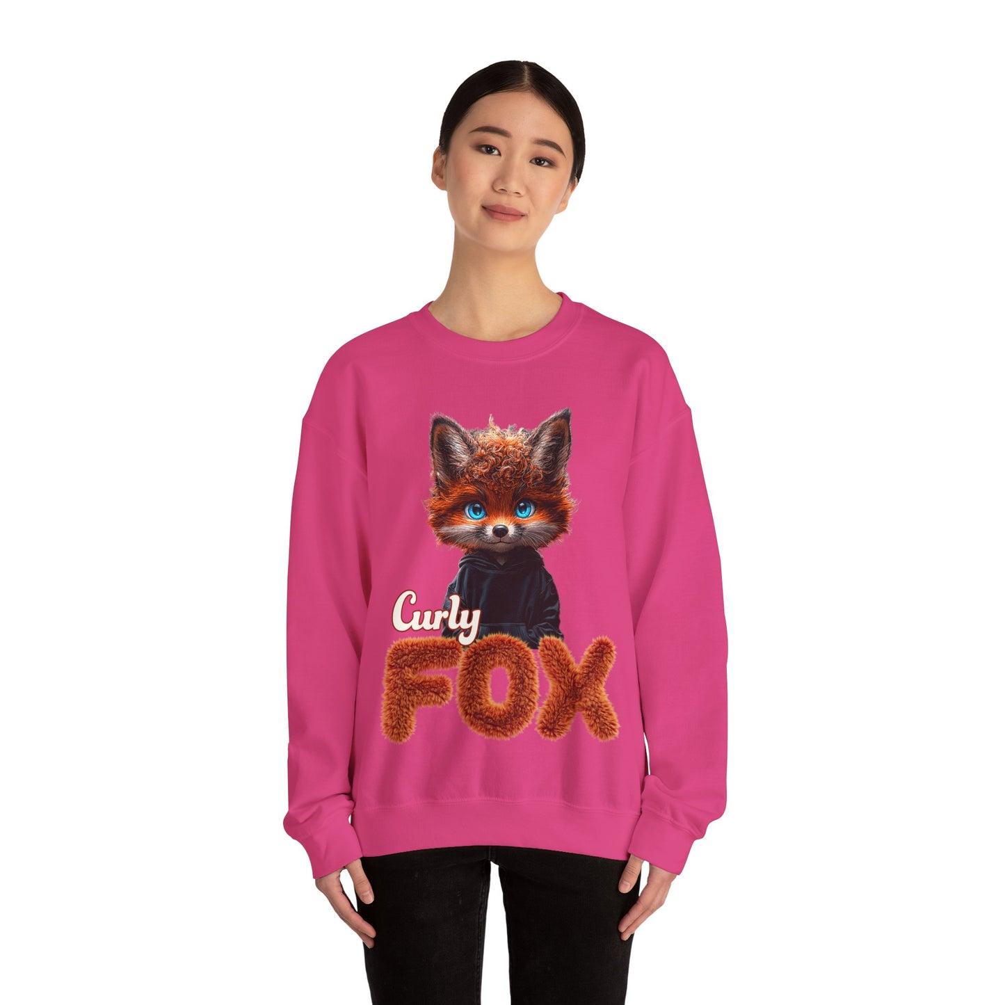 Sweatshirt Curly Fox Niedliches Fuchsmotiv mit lockigem Fell auf Kinder Sweatshirts /Trendiges Design für Tierliebhaber süss/Geschenk