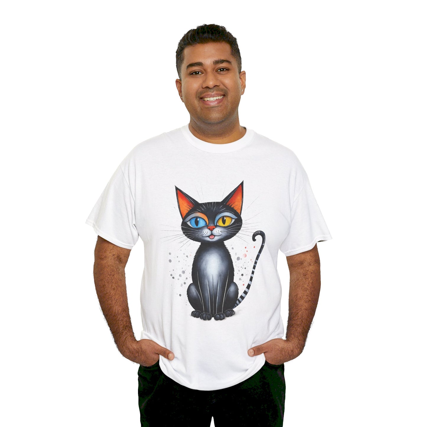 Cat Lover T-Shirt, Feline Graphic Tee, Multicolor Kitten Print Top, Animal Theme Shirt, Cat Enthusiast Clothing